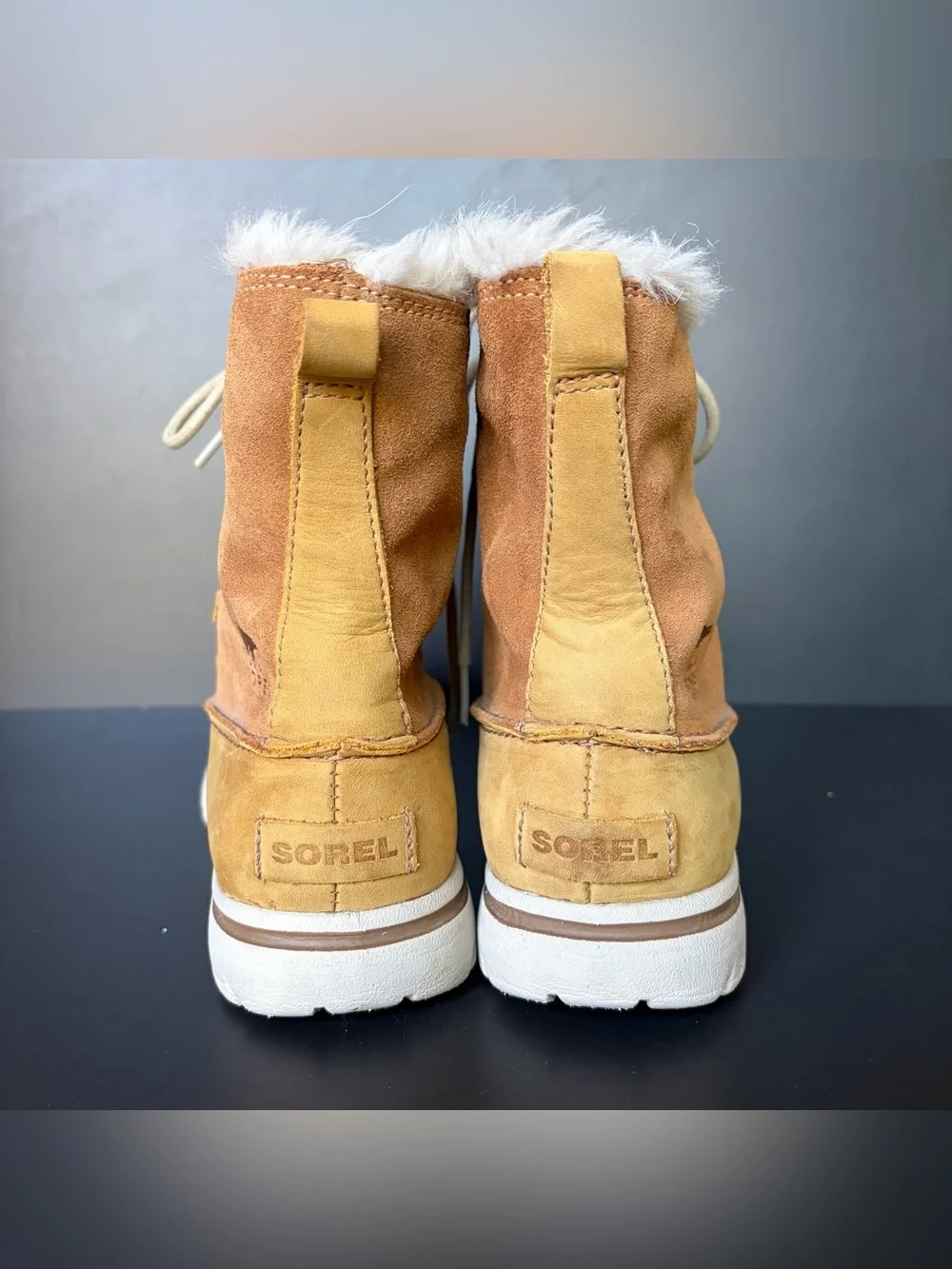 Sorel Cozy Joan Waterproof Winter Boots Women’s 8 Brown Faux Fur Two‎ Tone